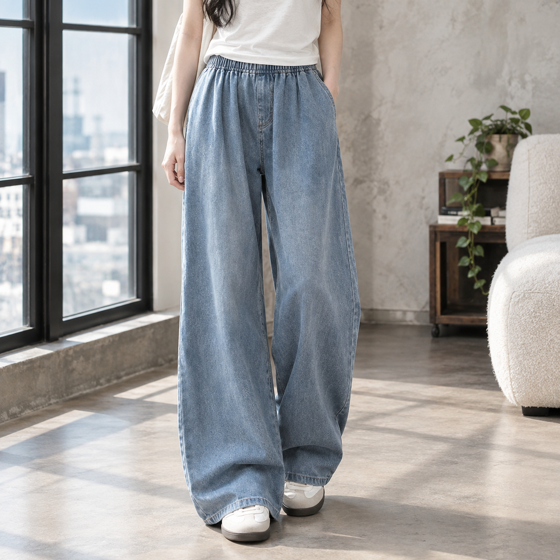 Thea Wide Leg Pants - Retro Blue