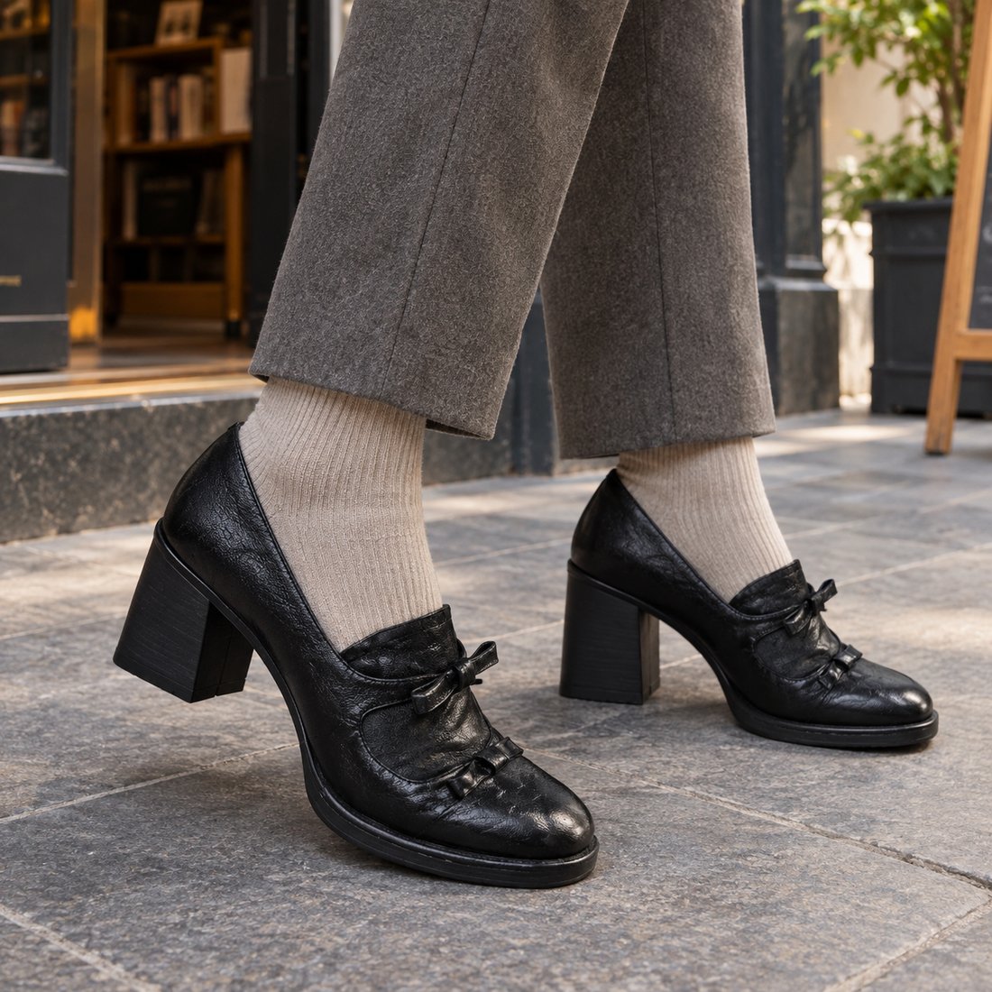 Spinelli Lace-Up Heels - Black