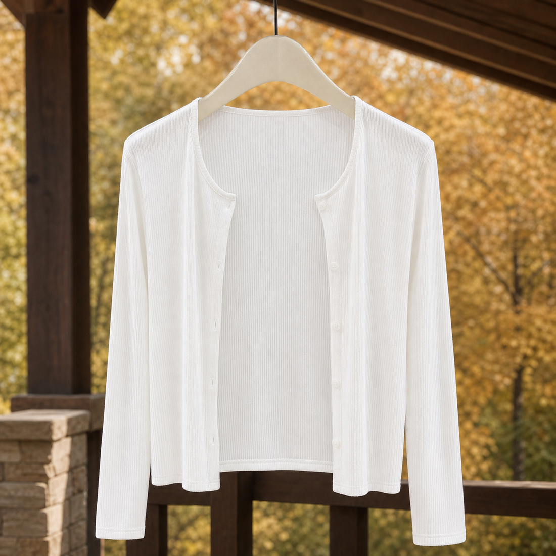 Edith Ribbed Cardigan - White