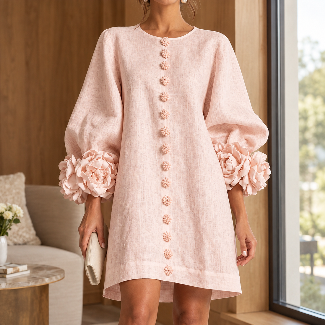 Tatiana Floral Cuff Dress - Pink