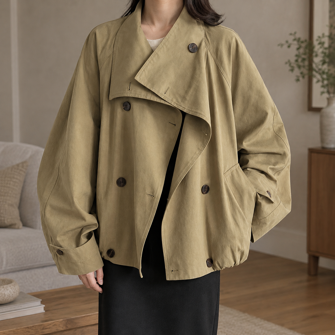 Philippa Draped Jacket - Khaki