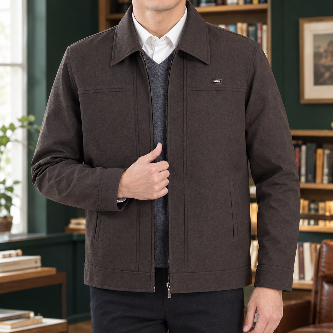 Lothaire Zip Jacket - Brown