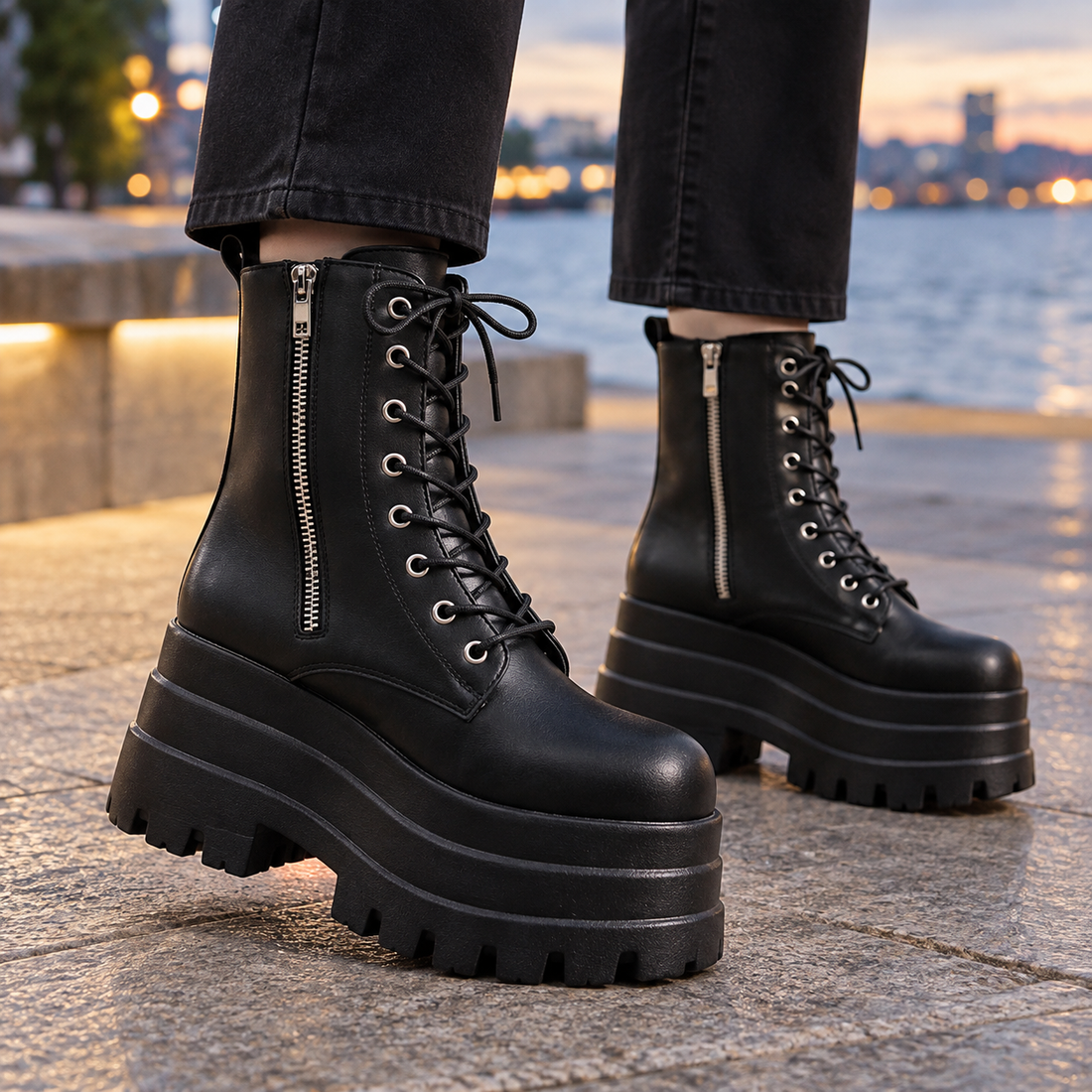 Emilio Platform Boots - Black