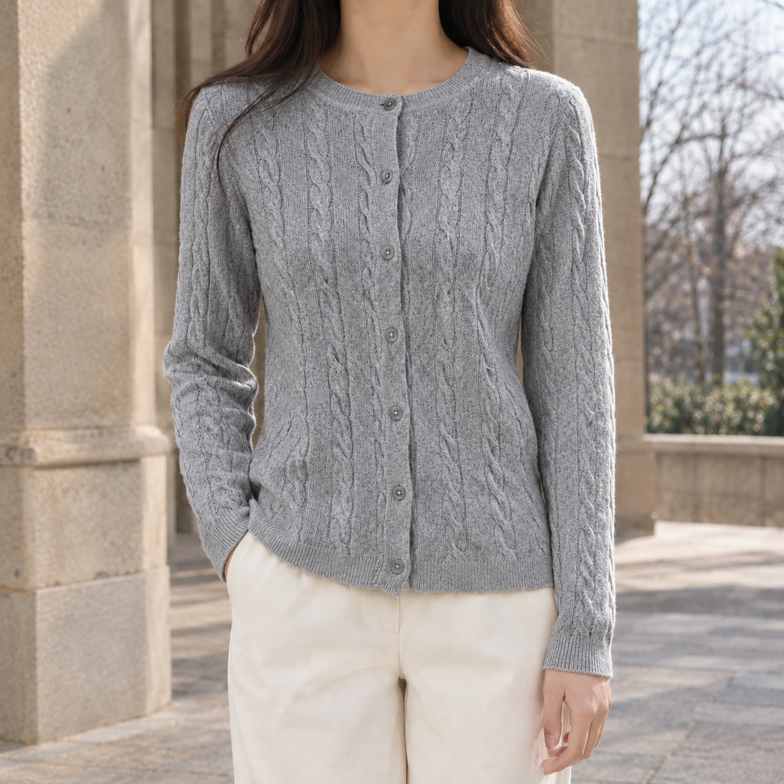 Valentin Cable Cardigan - Gray