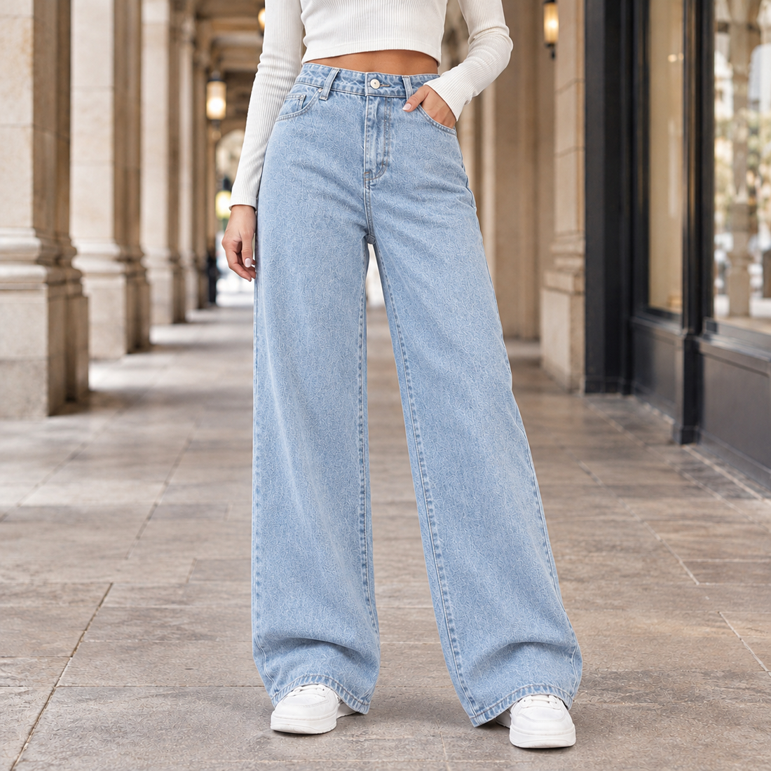 Apolline Wide Leg Jeans - Light Blue