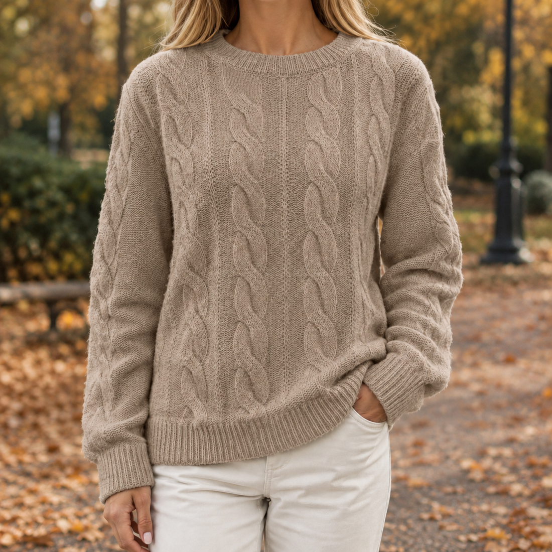 Diana Cable Knit Sweater - Camel