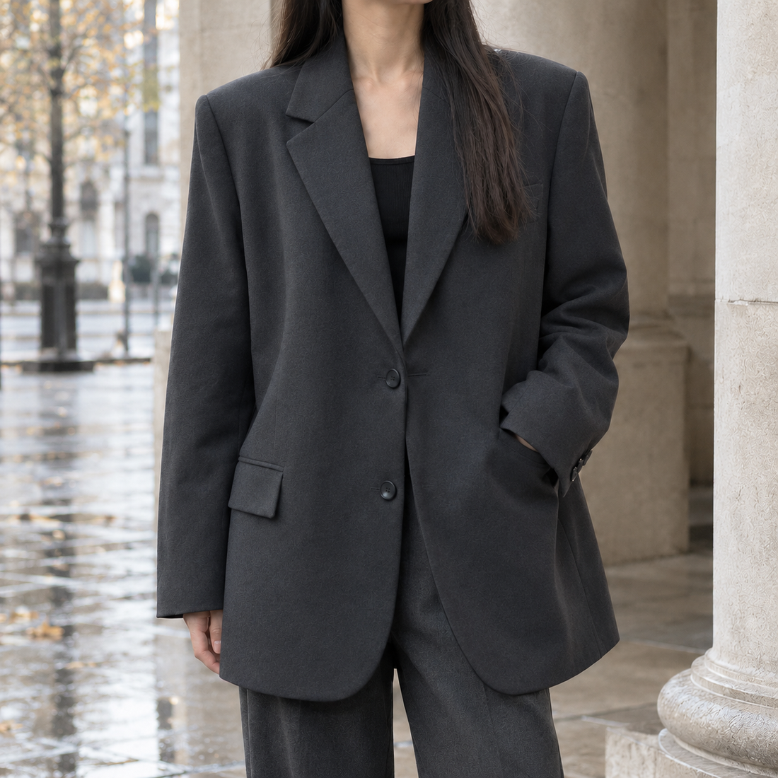 Maxine Oversized Blazer - Dark Gray