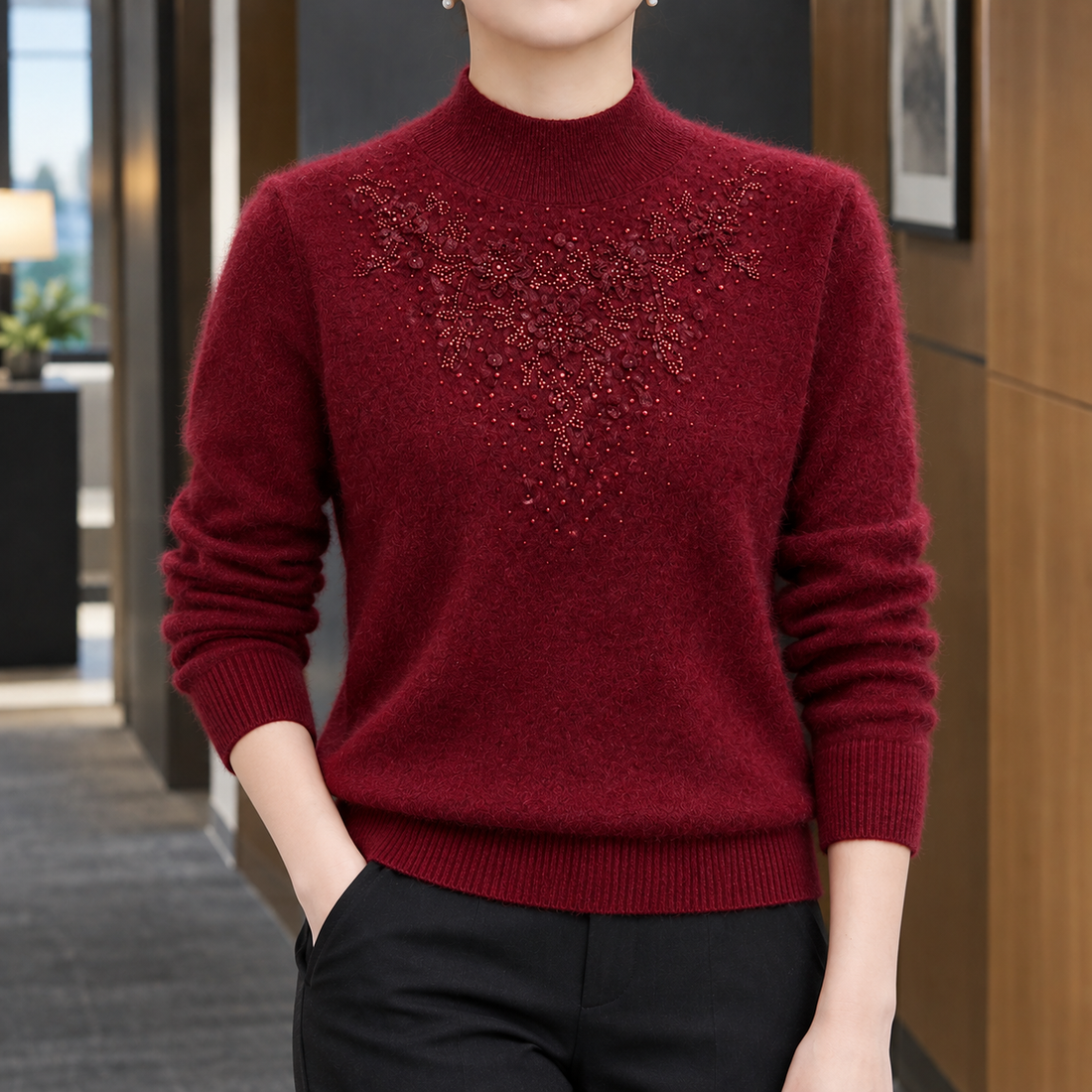 Leonie Cashmere Sweater - Burgundy
