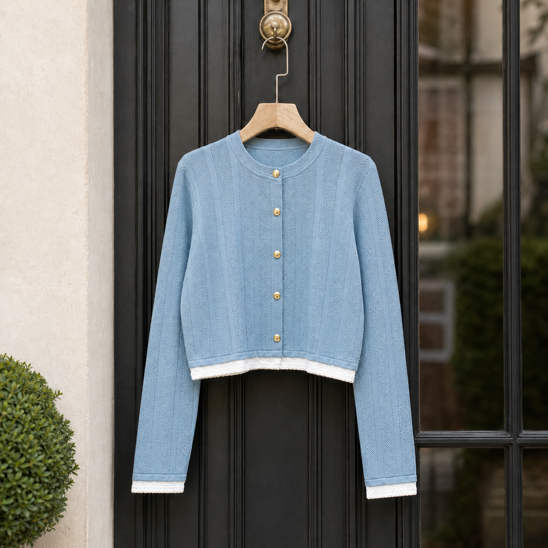 Celandine Contrast Cardigan - Light Blue
