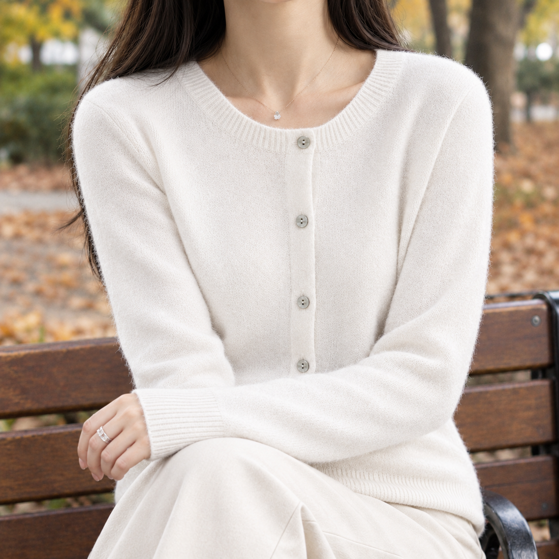 Selene Wool Cardigan - White