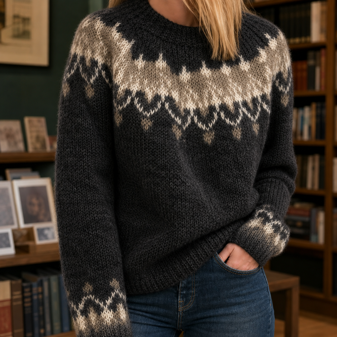Gwendolyn Fair Isle Sweater - Black