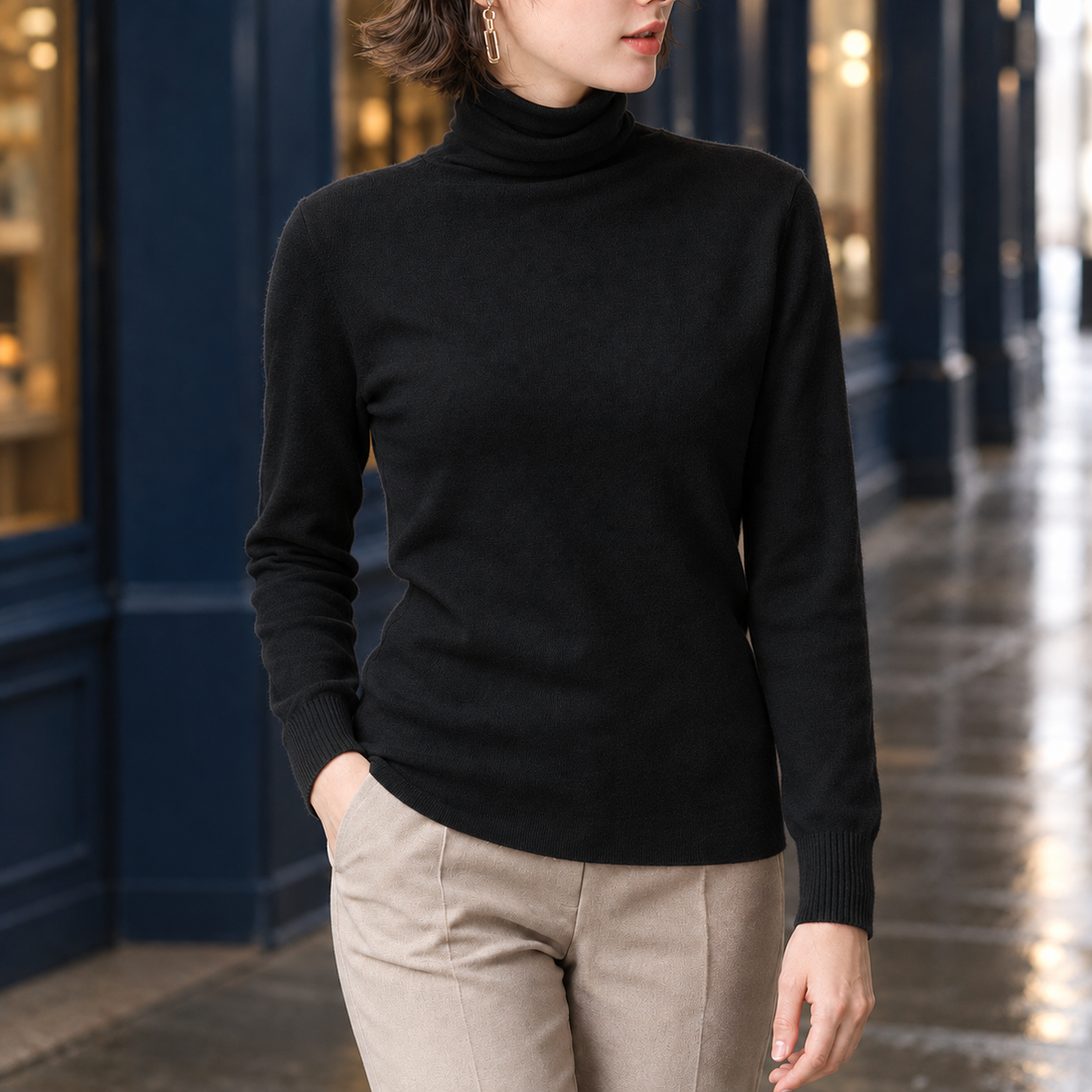 Zelie Turtleneck Sweater - Black