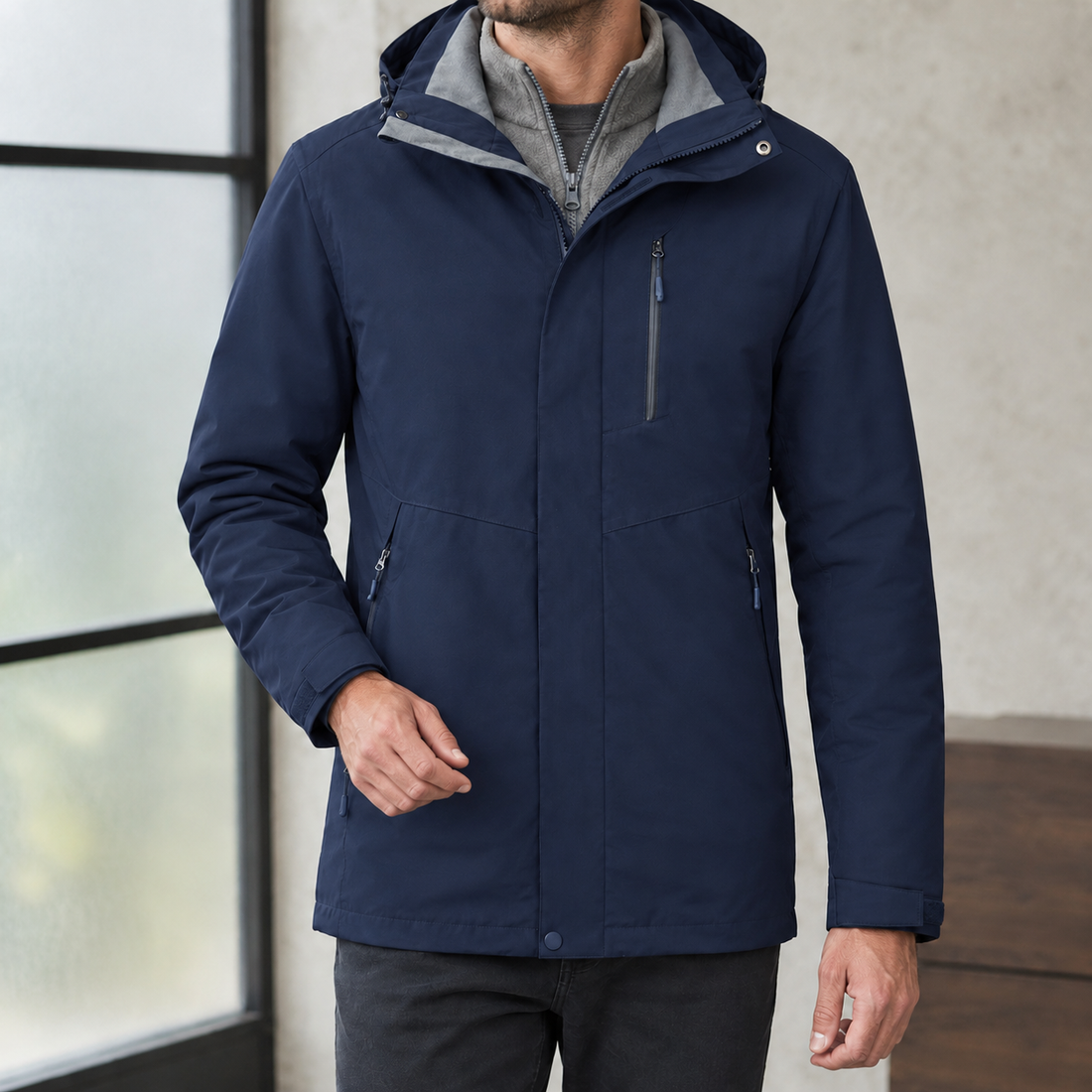 Noah Layered Jacket - Navy Blue