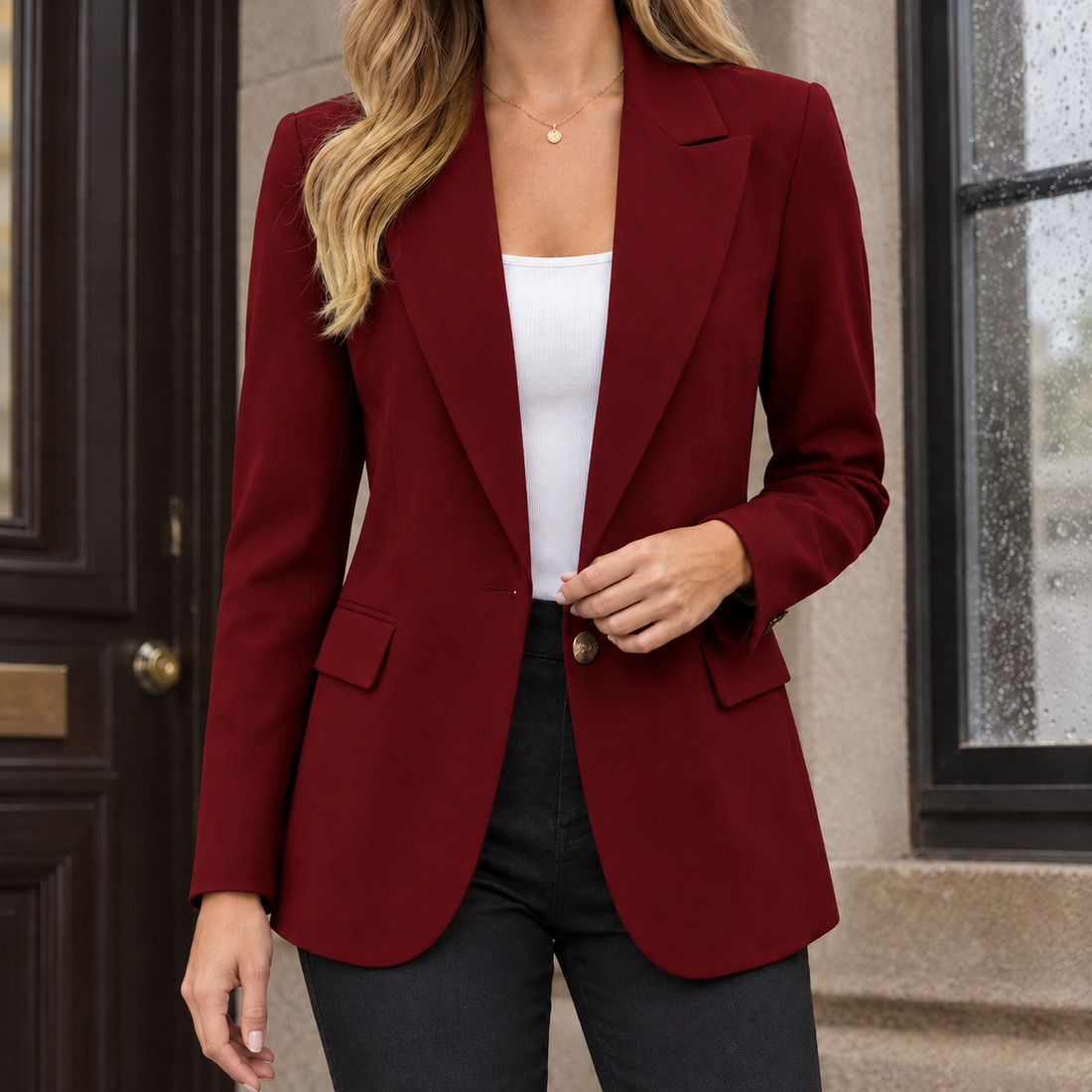 Oriane Tailored Blazer - Wine Red