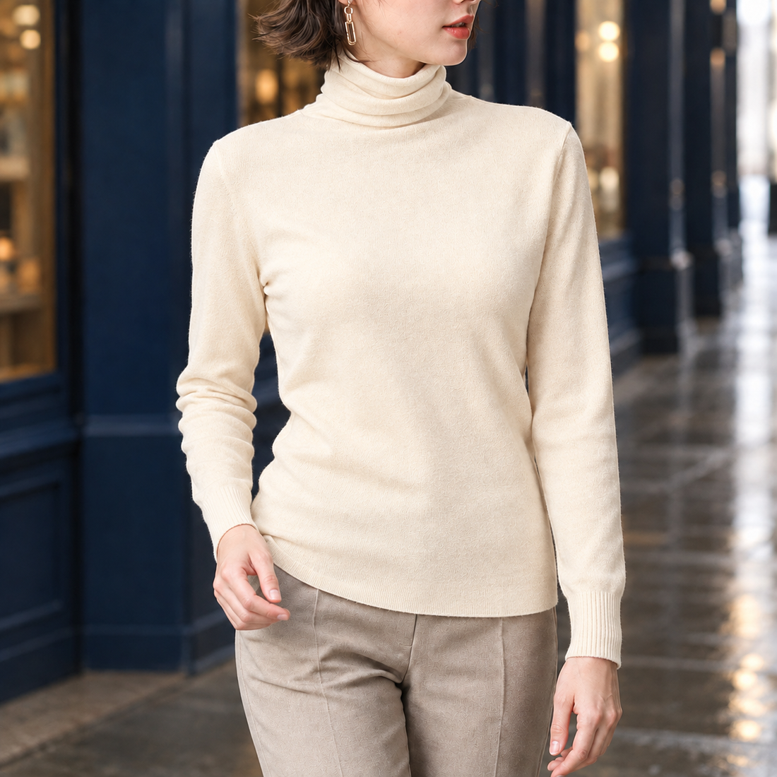 Zelie Turtleneck Sweater - Beige