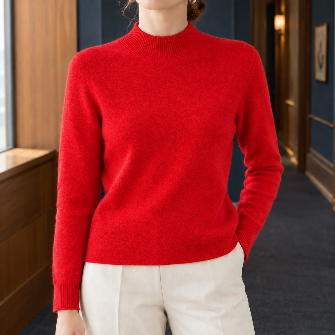 Tara Mock Neck Sweater - Red