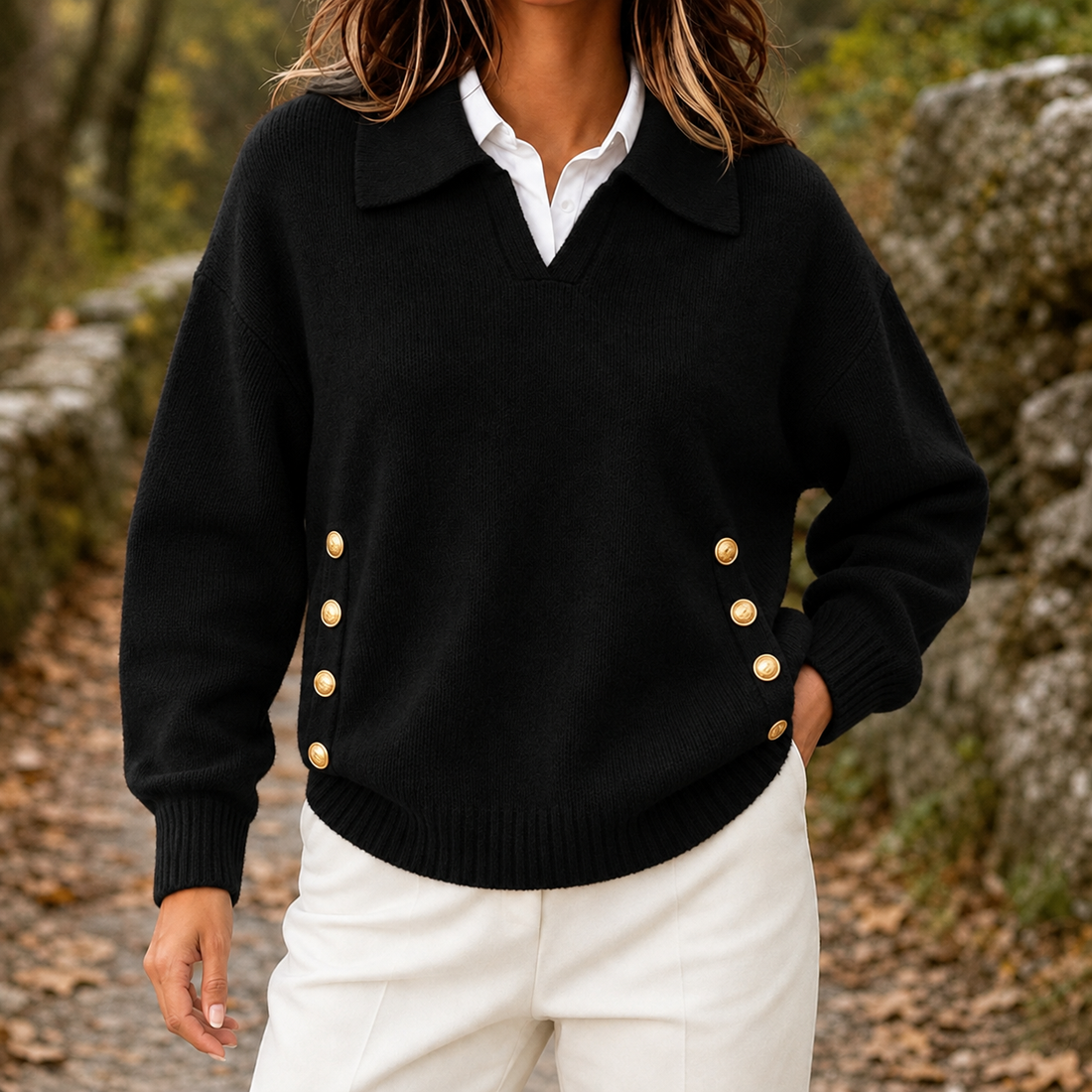 Vanessa Collared Sweater - Black