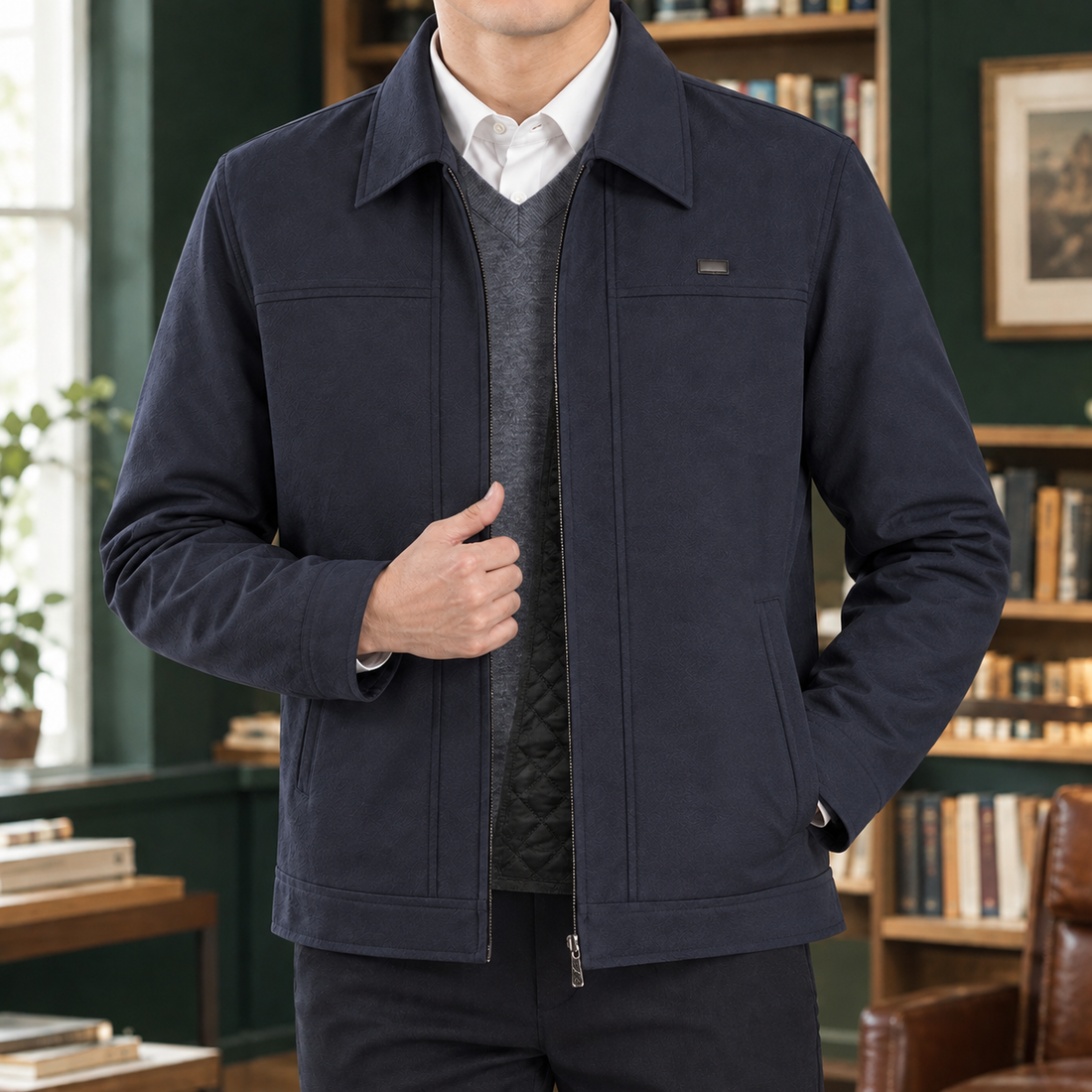 Lothaire Zip Jacket - Quilted -blue Black