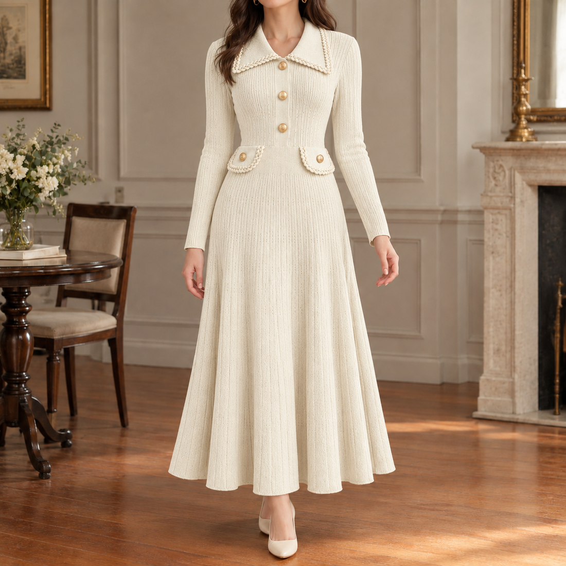 Cosima Ribbed Midi Dress - White