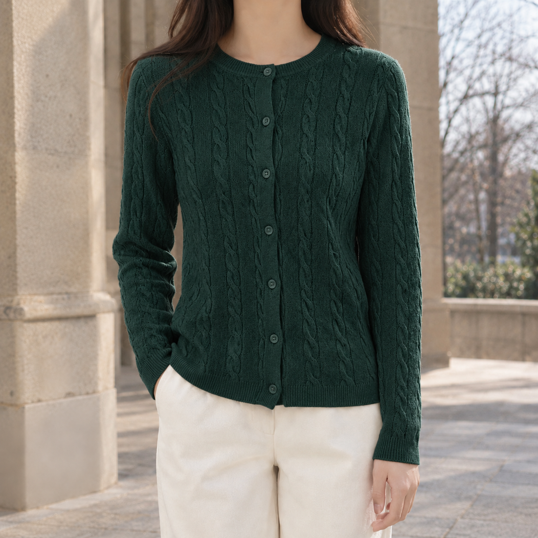 Valentin Cable Cardigan - Dark Green