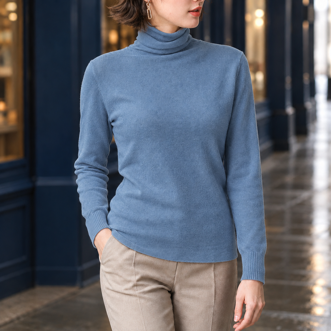 Zelie Turtleneck Sweater - Haze Blue