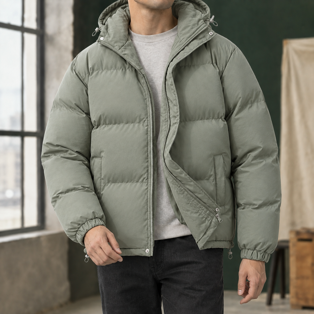 Maximilian Hooded Jacket - Gray Green
