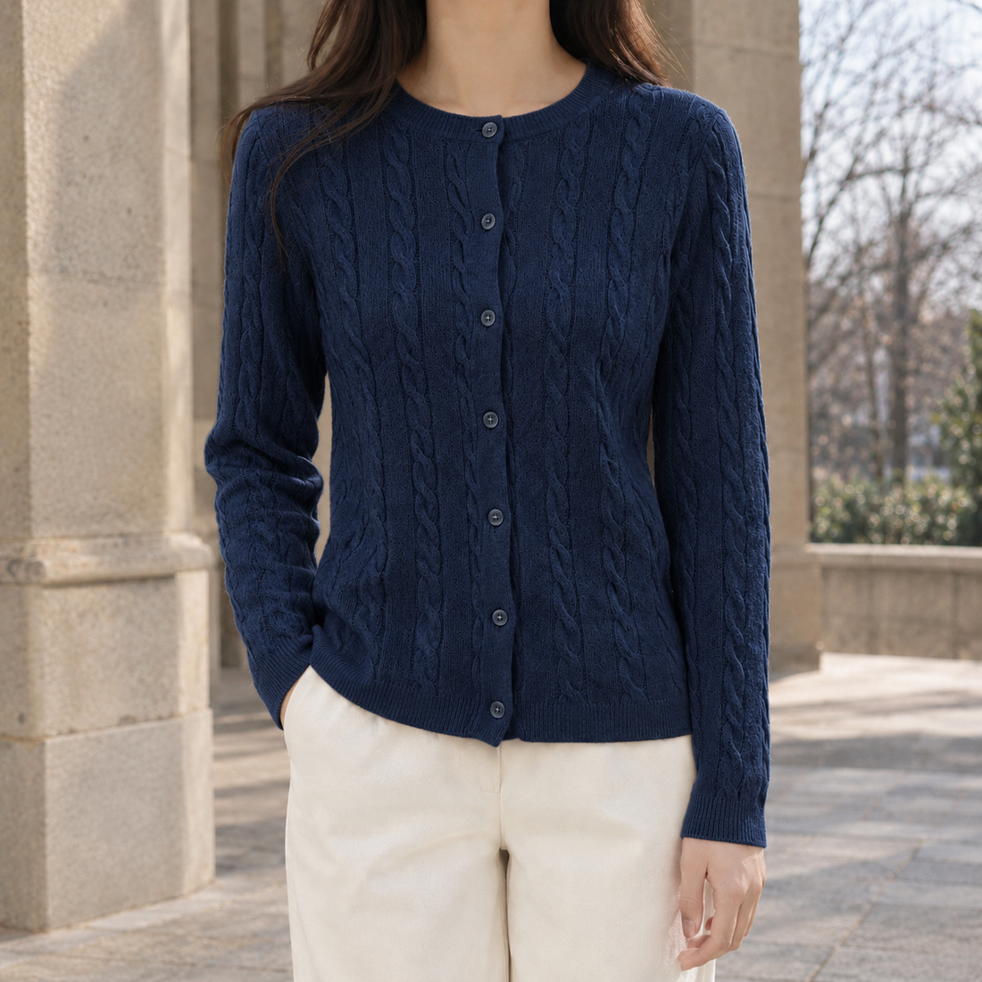 Valentin Cable Cardigan - Navy Blue