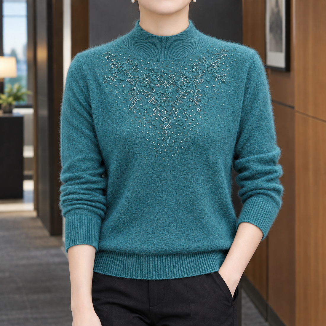 Leonie Cashmere Sweater - Peacock Blue