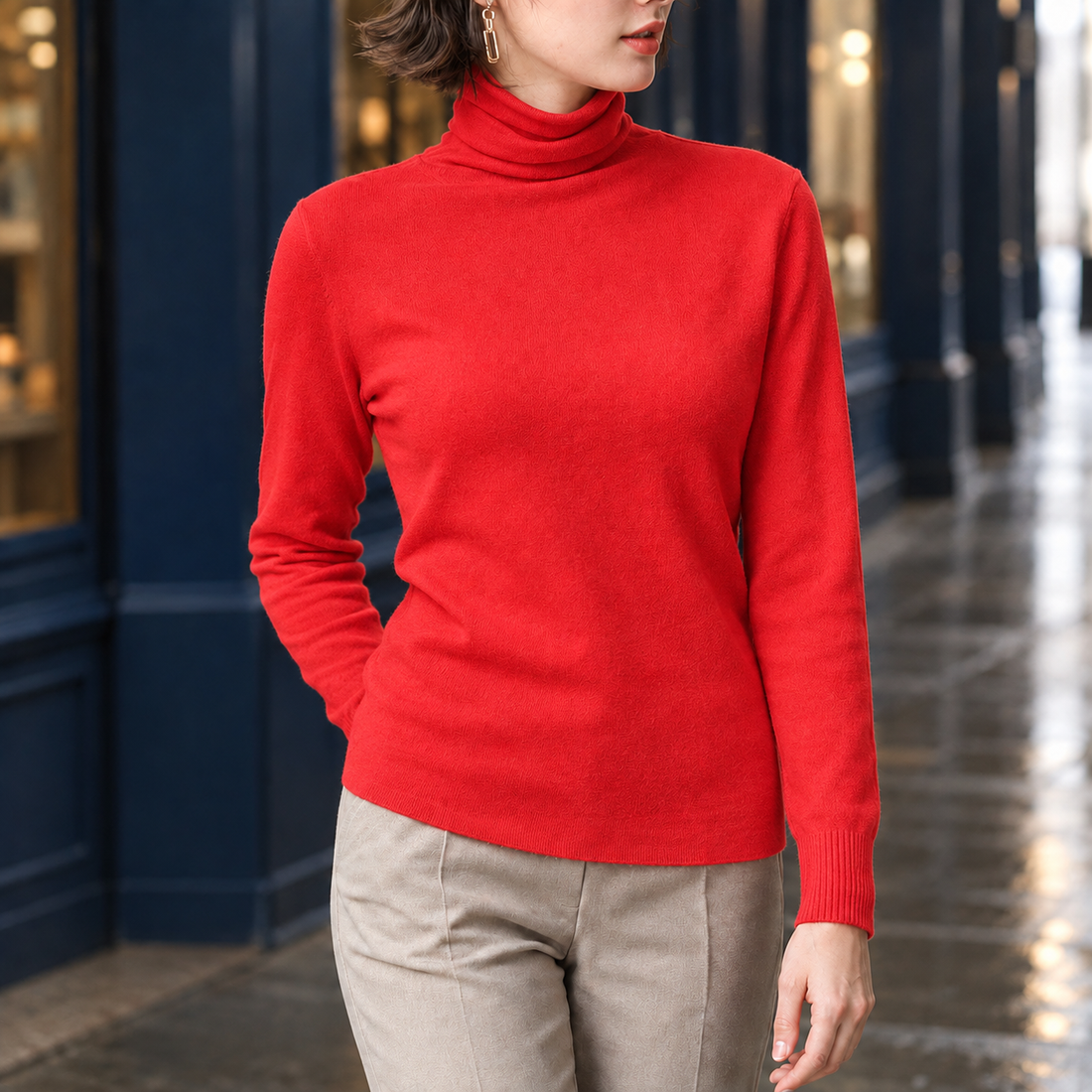 Zelie Turtleneck Sweater - Red