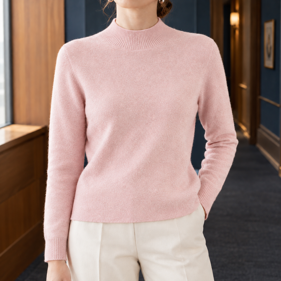 Tara Mock Neck Sweater - Pink