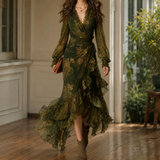 Nina Ruffle Wrap Dress - Green