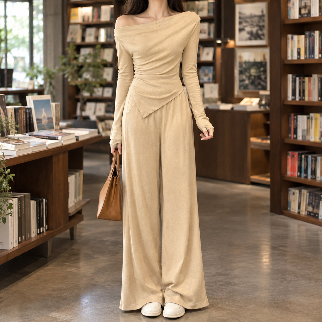 Zelda Wide-Leg Set - Apricot