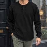 Sylvester Waffle Henley - Black