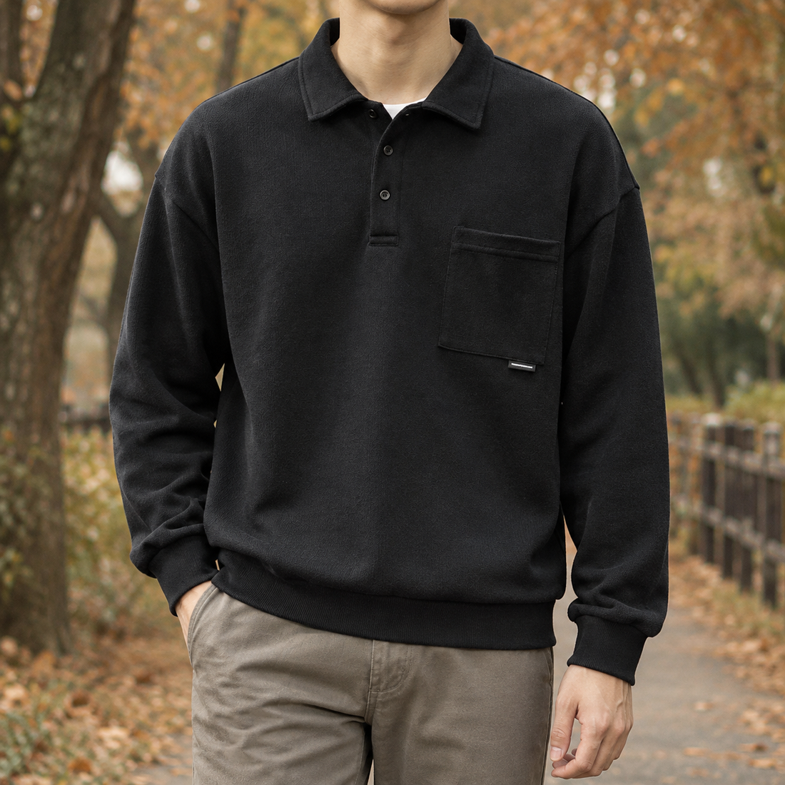 Maurice Polo Sweatshirt - Black