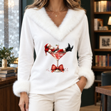 Autumn Fur Trim Top - White