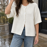 Eugenie Ribbed Cardigan - White