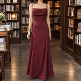 Arletta Jacquard Maxi Dress - Wine Red