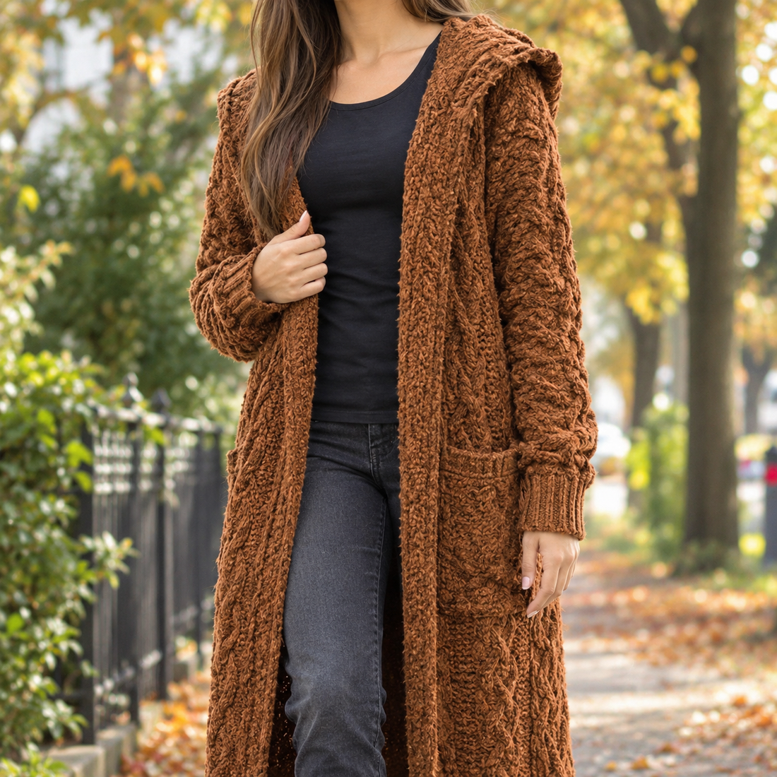 Isabeau Cable Knit Sweater - Brown