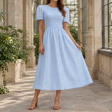 Eliza Smocked Midi Dress - Blue