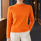 Tara Mock Neck Sweater - Orange