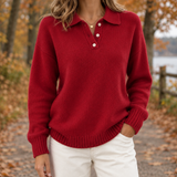 Danielle Relaxed Polo Sweater - Red