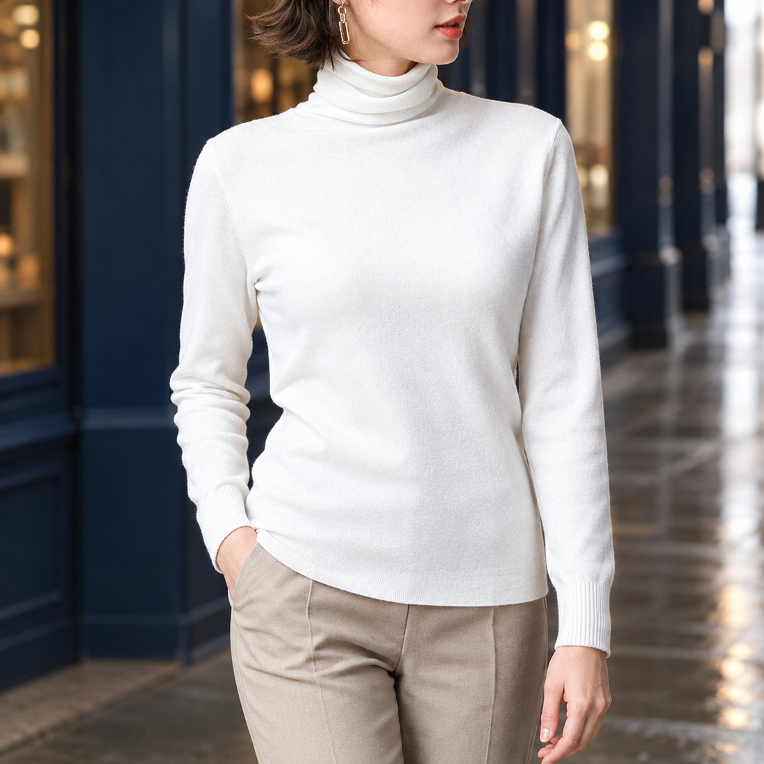 Zelie Turtleneck Sweater - White