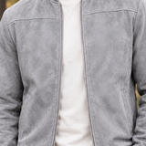 Reece Suede Bomber Jacket - Lead Product Detail