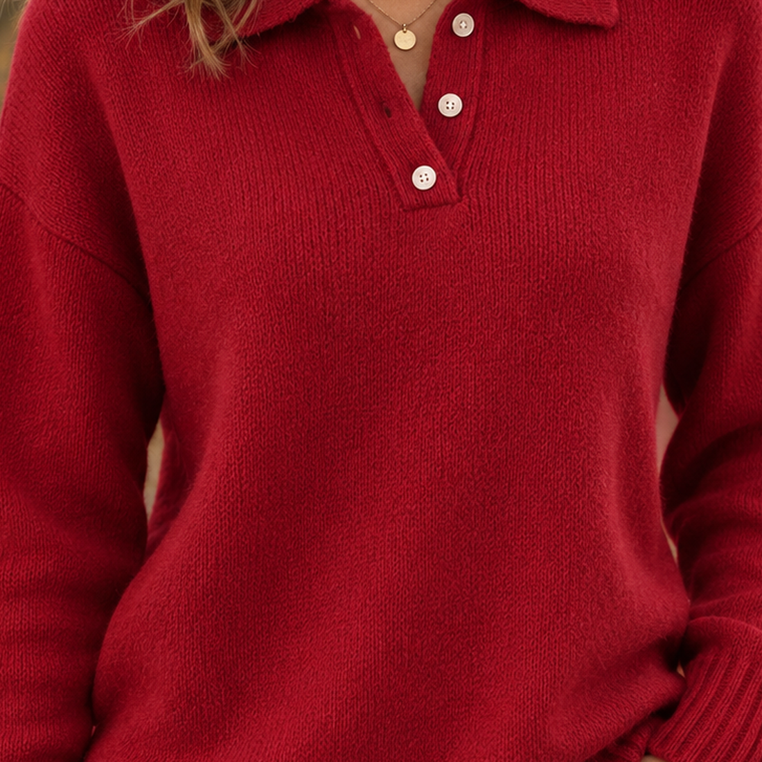 Danielle Relaxed Polo Sweater - Lead Product Detail
