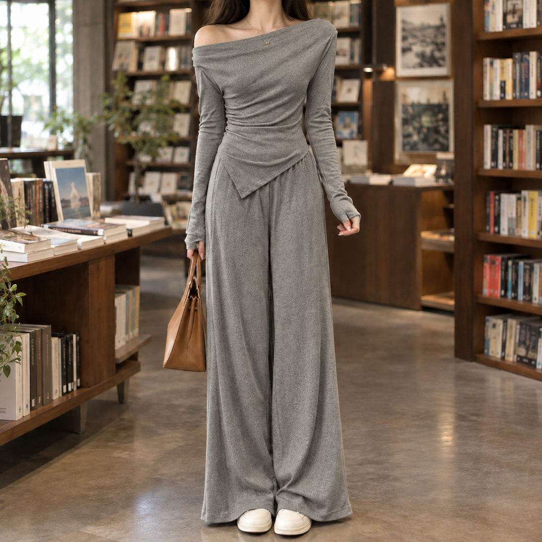 Zelda Wide-Leg Set - Gray