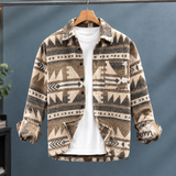 Eric Geometric Overshirt - Khaki