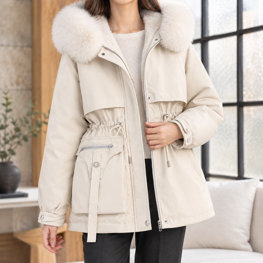 Marcella Plush Collar Jacket - White