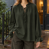 Raven Ruffled Blouse - Dark Green
