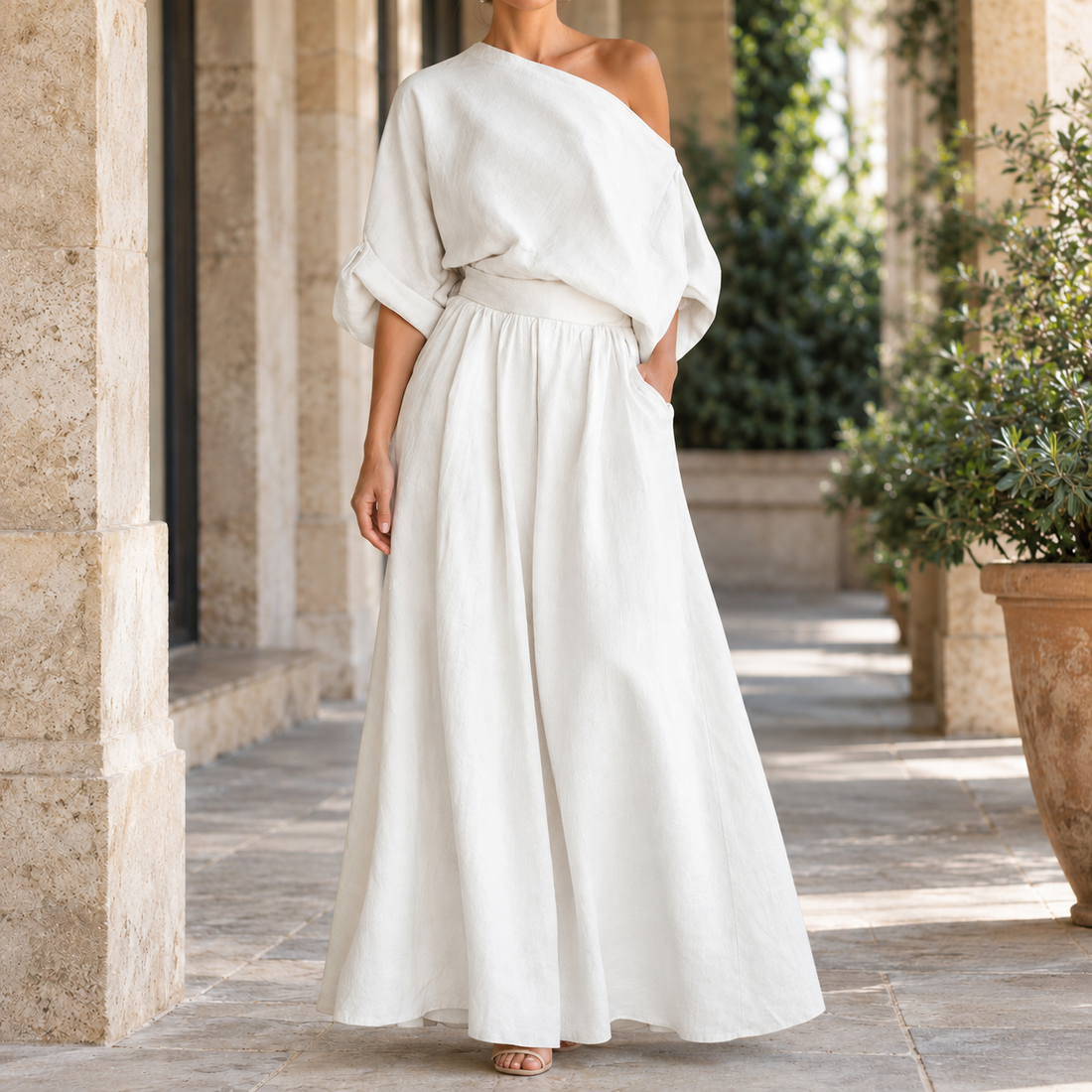 Etta Off-Shoulder Set - White