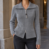 Demelza Cable Knit Cardigan - Gray